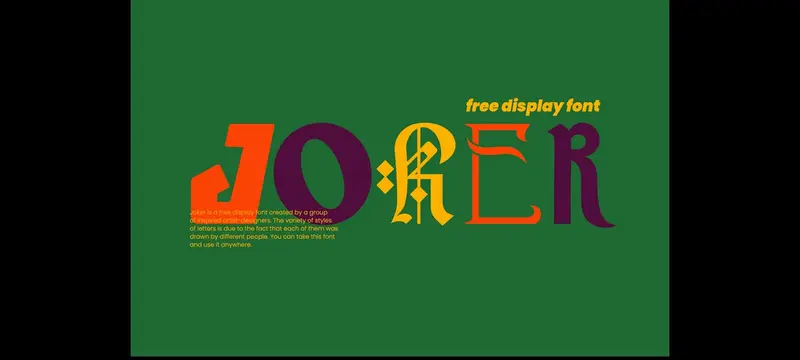 Animated gif.
      Specimen of Joker free display font in Latin and Cyrillic.